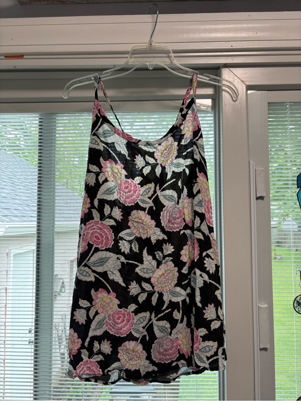 torrid Black Floral Slip Dress with Pink and Cream Blooms